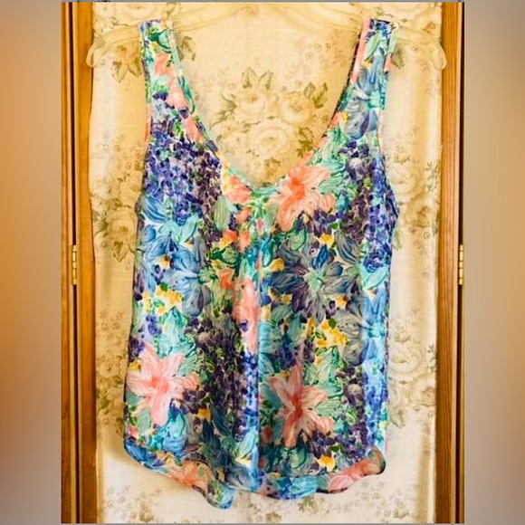 Vintage 90s/Y2K Floral Fairycore Silky Lingerie Style Top - Picture 2 of 4
